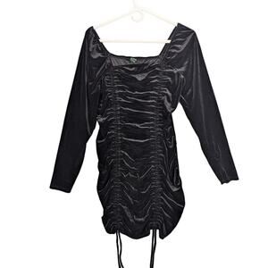 Wild Fable Velvet Mini Dress Womens Extra Large Black Ruched Coquette Goth Witch